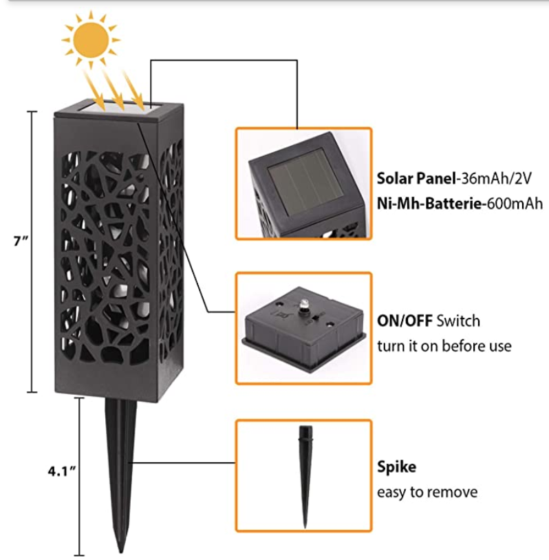 2 Pack - Solar Outdoor Garden Cube Light