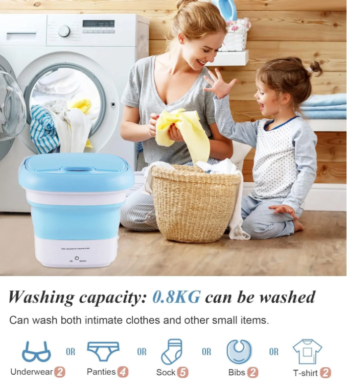 8L Mini Foldable Sterilizing Washing Machine - Blue