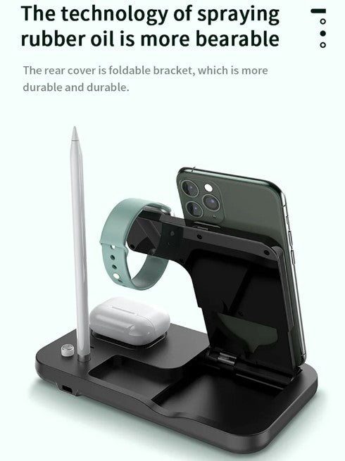 15W Fast Charge 4 In 1 QI Wireless Charger Dock Station - White